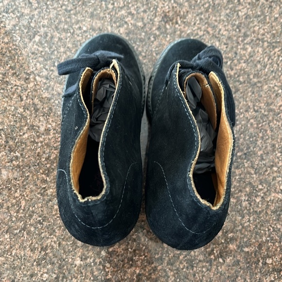 SEE BY CHLOE LADIES BLACK SUEDE WEDGE TIE BOOTIES-7-EUC - Picture 5 of 10